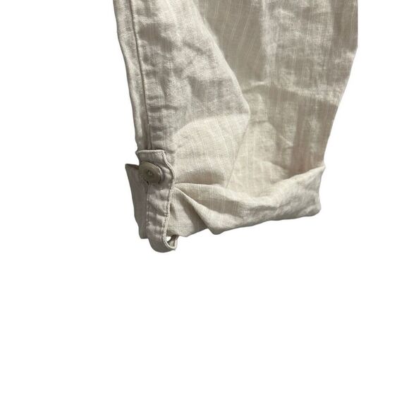 Women’s Cream And Tan Linen Striped Ellen Tracey Pants Size Large - Picture 2 of 9